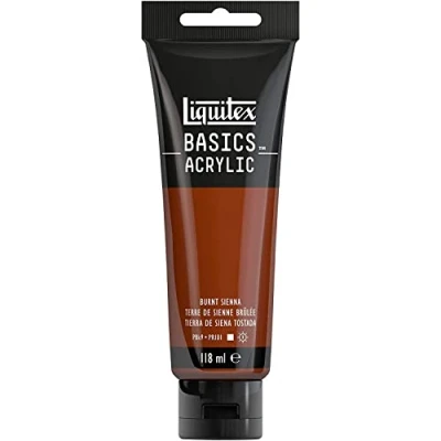 Afbeelding van Liquitex Basics 8870013 Monopigmenteerde acrylverf, kunstenaarspigmenten, lichtecht, gemiddelde viscositeit, achivkwaliteit, zijdeglanzende afwerking, 118ml Burnt Sienna