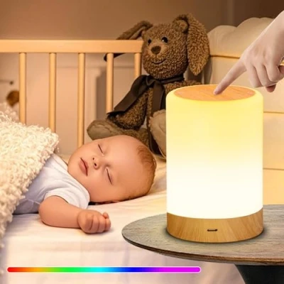 Afbeelding van Led nachtlampje met aanraakfunctie, 256 kleuren, dimbaar, warm/koud modus, voor volwassenen, draadloos, oplaadbaar, USB, ideaal slaapkamer en kindergebruik