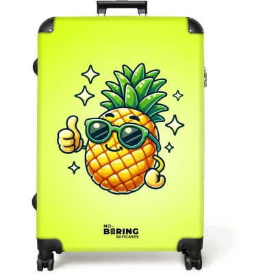 Afbeelding van NoBoringSuitcases.com® Koffer groot Reiskoffer lichtgewicht Ananas Cartoon Zonnebril Rolkoffer met 4 wielen Grote trolley XL 98 liter bagage