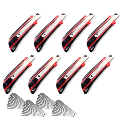 Afbeelding van CCLIFE Universeel Breekmes 18 mm set van 8 stuks Multifunctioneel Professioneel Mes Cuttermes Pakketmes met 40 mesjes
