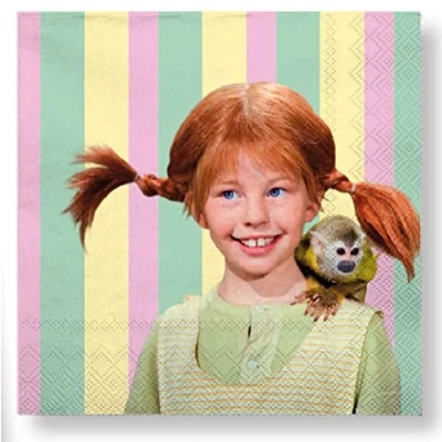 Afbeelding van Pippi lange kous servetten, 20 stuks, kous, feestaccessoires, decoratie