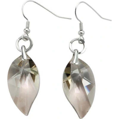 Afbeelding van Behave Oorhangers dames met facet geslepen grijze black diamond steen in bladvorm