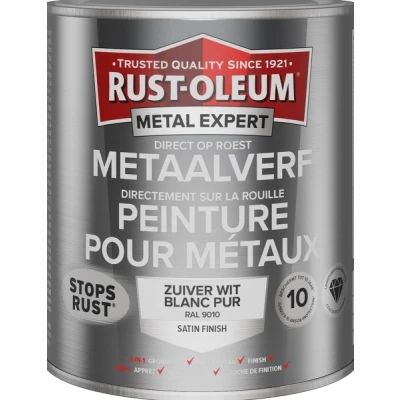 Afbeelding van rust oleum metal expert metaalverf satin ral 9010 750 ml