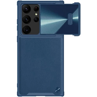 Afbeelding van Nillkin Leather CamShield S Samsung Galaxy S23 Ultra Hoesje met Camera Slider Blauw
