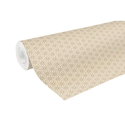 Afbeelding van Clairefontaine Ref 223803C gerecycled Kraft Long Roll inpakpapier (enkele rol) 70cm breedte x 50m lengte, 70gsm kraftpapier Goud geometrisch ontwerp