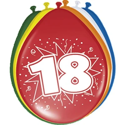 Afbeelding van Ballonnen 18 jaar 8 stuks