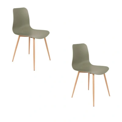 Afbeelding van Housecraft Living Leon Eetkamerstoelen Groen Set van 2