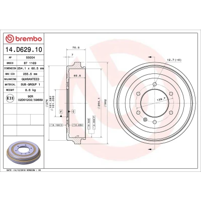 Afbeelding van Brembo Remtrommel 14.D629.10