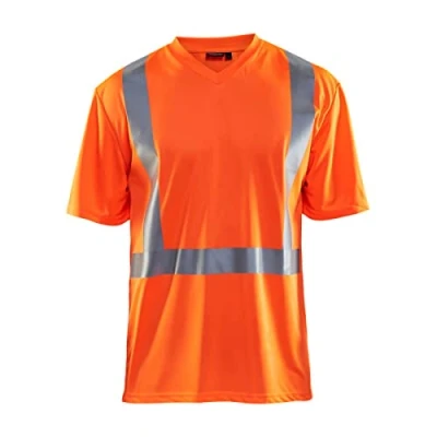 Afbeelding van T shirt High Vis lange mouw UPF 40+ UV V hals 3382 oranje