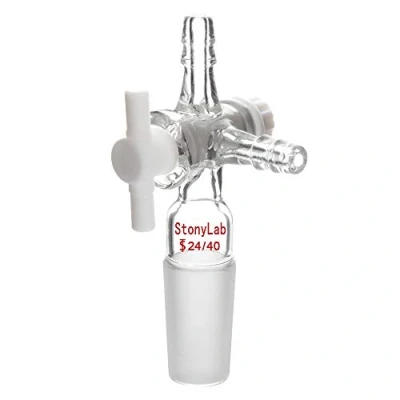 Afbeelding van stonylab Vacuüm Glas 3 Weg Stroomregel Adapter, Borosilicaat Adapter met Standaard 24/40 Taps Wricht en PTFE Stopcock voor Laboratorium