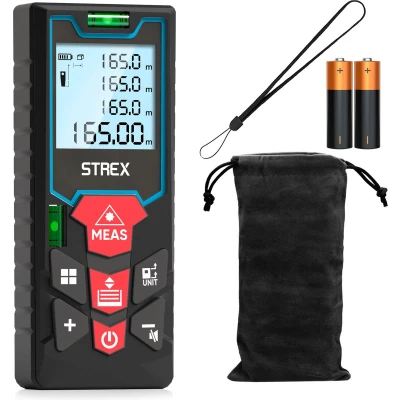 Afbeelding van Strex Laser Afstandsmeter 60m Bereik Lasermeter Incl. Batterijen &amp; Beschermhoes