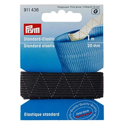 Afbeelding van Prym 911436 Standaard elastiek Universeel toepasbaar, zwart, 20 mm, 1 meter lang