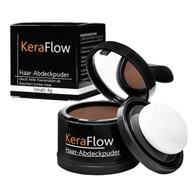 Afbeelding van KeraFlow Aanzetpoeder, haarconcealer, haarverdichting, haarpoeder tegen grijze haaraanzet en licht haar, 4 g (lichtbruin)