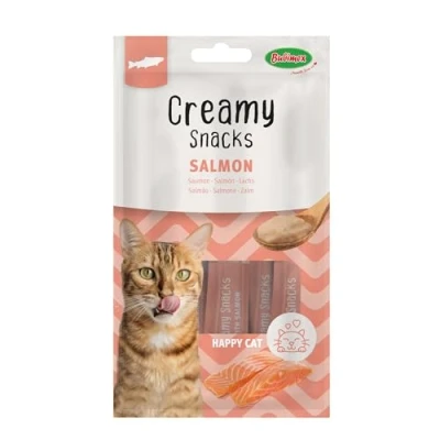 Afbeelding van Bubimex Creamy Snacks Zalm Likcrème voor katten Gladde, romige en smakelijke textuur Stimuleert de eetlust bevordert hydratatie 4 x 15 g