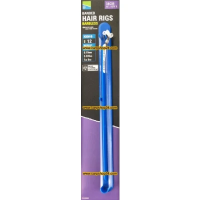 Afbeelding van Preston KKM B Banded Hair Rigs Barbless 38cm (8 pcs) Maat : haak 12 0.19mm