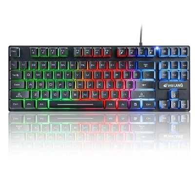 Afbeelding van K16 Bedraad 87 toetsen gamingtoetsenbord Mechanisch gevoel Regenboog LED achtergrondverlichting Waterdicht Ergonomisch 16 Anti ghosting PC voor pc, kantoor, spelletjes spelen