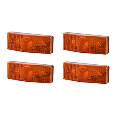 Afbeelding van BUL BARS 4 x oranje rubberen led markeringslicht, zijmarkeringslicht 12 V/24 V, met e goedkeuring, platte positielamp voor auto, vrachtwagen, autolamp gele lichtkleur