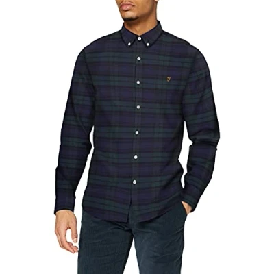 Afbeelding van Farah Brewer Check Overhemd, Heren, Maat: Medium, Woodland pine