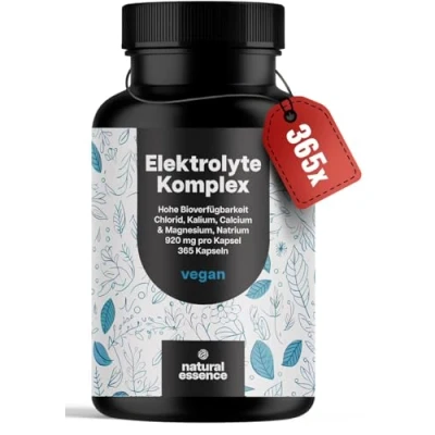 Afbeelding van Elektrolytencomplex 365 capsules met chloride, kalium, calcium en magnesium, natrium 920 mg per capsule elektrolytenbalans spierfunctie veganistisch geproduceerd in Duitsland