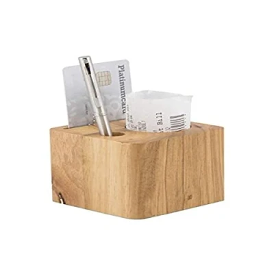Afbeelding van Rekeninghouder blok model Securit, Teak hout, 7x8x8 cm