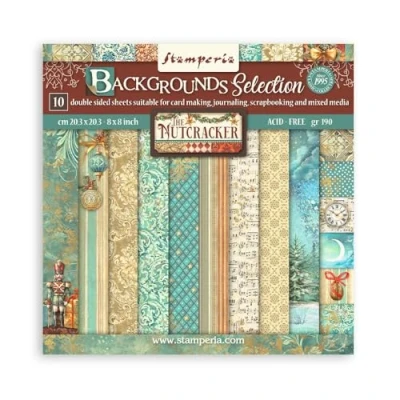 Afbeelding van Stamperia The Nutcracker 8x8 Inch Paper Pack Backgrounds Selection (SBBS113)
