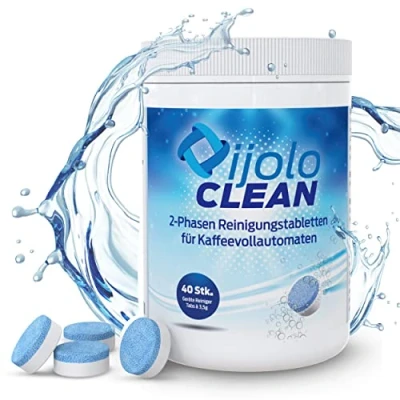 Afbeelding van 2 fasen reinigingstabletten voor koffieautomaten, compatibel met Jura, Siemens, Melitta, WMF, Saeco en nog veel meer 40 tabletten à 3,5 g van ijoloClean ® productie in DE !