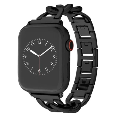 Afbeelding van Apple watch Metalen quick release ketting band Zwart Geschikt voor 38mm / 40mm 41mm