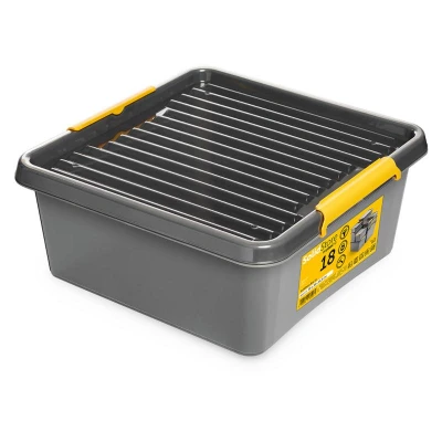 Afbeelding van ORPLAST SolidStore 18 Box met deksel / clips Liter 39 x 16,5cm grijs