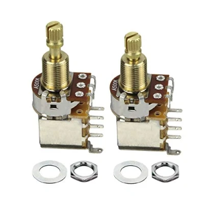 Afbeelding van FLEOR 2 STKS A500K Push Bounce Schakelaar Potentiometer Audio Taper Pot Lange Split Koperen As Voor Elektrische Gitaar Bas Volume/Tone Controls