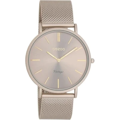 Afbeelding van OOZOO Vintage series taupe horloge met metalen mesh armband C20336
