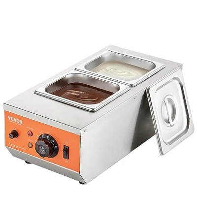 Afbeelding van VEVOR Chocolade Smeltpan Commerciële Elektrische Smeltmachine 800 W, Roestvrij Staal, 2 x 3,5 L Container