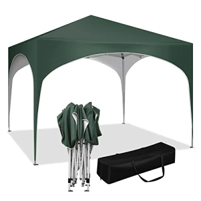 Afbeelding van WOLTU Partytent, waterdichte vouwpaviljoen, zonwering, evenement, gazebo, tuinpaviljoen op terras, camping, festival, met halve maandak, pagodetent cirkel, Oxford metalen frame, 3 x m,