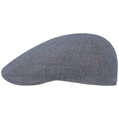 Afbeelding van Stetson Herringbone Linnen Pet Heren Made in the EU met klep cap flat hat voering voor Lente/Zomer 59 cm blauw
