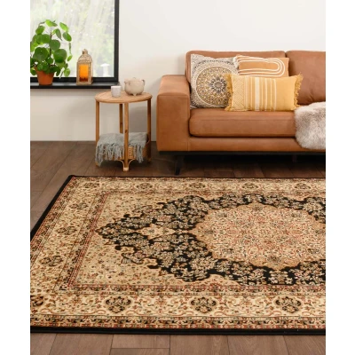 Afbeelding van Perzisch Tapijt Mirage Treasure Zwart/beige 160x230 Cm