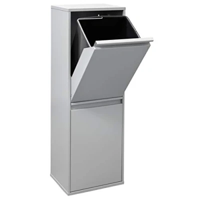 Afbeelding van Arregui 2 compartimenten stalen afvalbak en recycling, legering, lichtgrijs, 90,5 x 30,5 24,5 cm