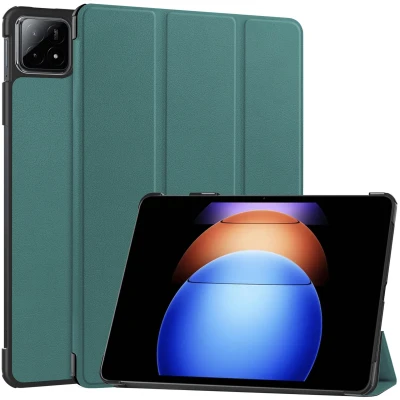 Afbeelding van Xiaomi Pad 6S Pro 12.4 Hoes: iMoshion Trifold Bookcase Donkergroen Kunstleder Tablet Hoezen