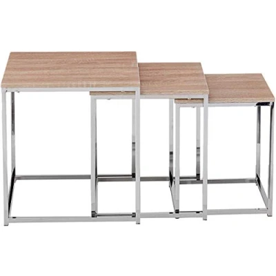 Afbeelding van Bijzettafelset met 3 tafeltjes Light Oak design