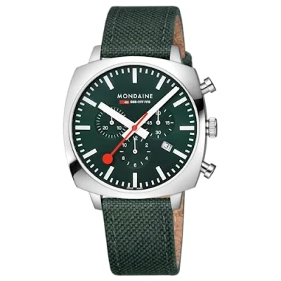 Afbeelding van Mondaine Grand Cushion Chrono Square Men&#039;s Green Watch MSL.41460.LF.SET