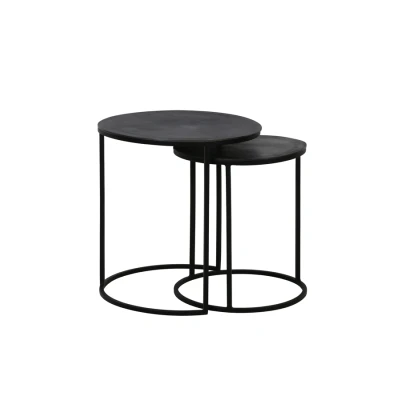 Afbeelding van Light &amp; Living Talca bijzettafels set van 2 ruw antiek lood Metaal