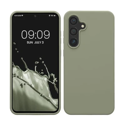 Afbeelding van kwmobile telefoonhoesje geschikt voor Samsung Galaxy S24 FE Hoesje met siliconen coating Smartphone case in grijsgroen