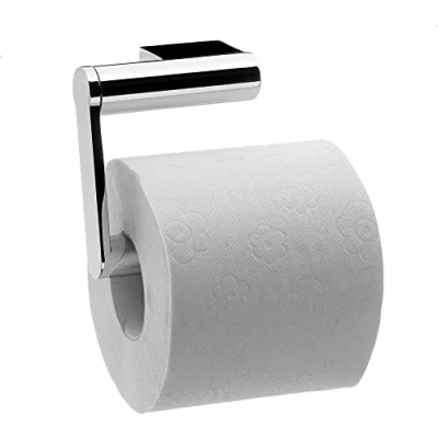 Afbeelding van Emco System2 Papierhouder zonder deksel, elegante toiletpapierhouder voor wandmontage van metaal, hoogwaardige toiletrolhouder met scharnierarm, chroomkleurig