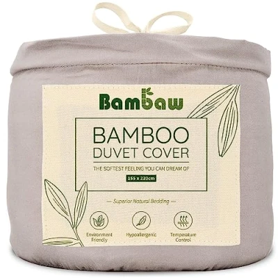Afbeelding van Bamboe Dekbedovertrek 155 x 220cm Ultrazacht Grijs Eco Dekbedhoes Luxe Beddengoed Hypoallergeen Puur viscose rayon Ultra ademende Stof Bambaw