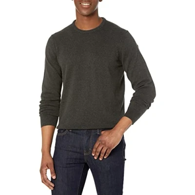 Afbeelding van Amazon Essentials Men&#039;s Trui met ronde hals (verkrijgbaar in grote en lange maten), Houtskoolzwart, M