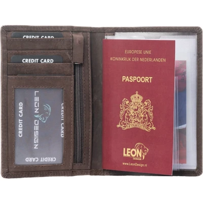 Afbeelding van Paspoort hoesje Leer Donkerbruin (Hunter leer)