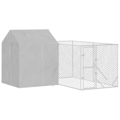 Afbeelding van vidaXL Hondenkennel met dak 4x4x2,5 m gegalvaniseerd staal zilver