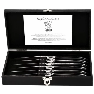 Afbeelding van Laguiole Style de Vie Steakmessen Luxury Line Zwart Ebbenhout 6 Stuks