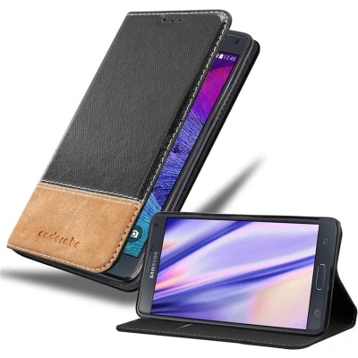 Afbeelding van Cadorabo Hoesje geschikt voor Samsung Galaxy NOTE 4 in ZWART BRUIN Beschermhoes met magnetische sluiting, standfunctie en kaartvakje Book Case Cover Etui