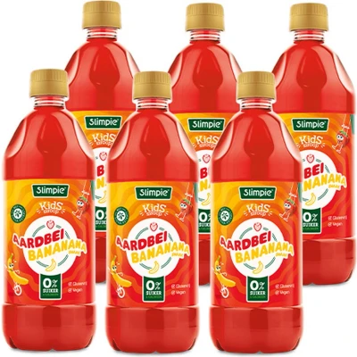 Afbeelding van 6x Slimpie Siroop Kids Aardbei Bananana 580 ml