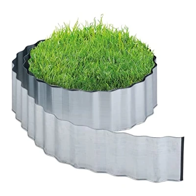 Afbeelding van Relaxdays borderrand metaal kantopsluiting 6 meter tuinafboording zilver