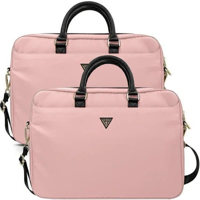 Afbeelding van Guess Nylon Triangle Logo Laptoptas Geschikt voor o.a. Notebooks (16 Inch) Roze